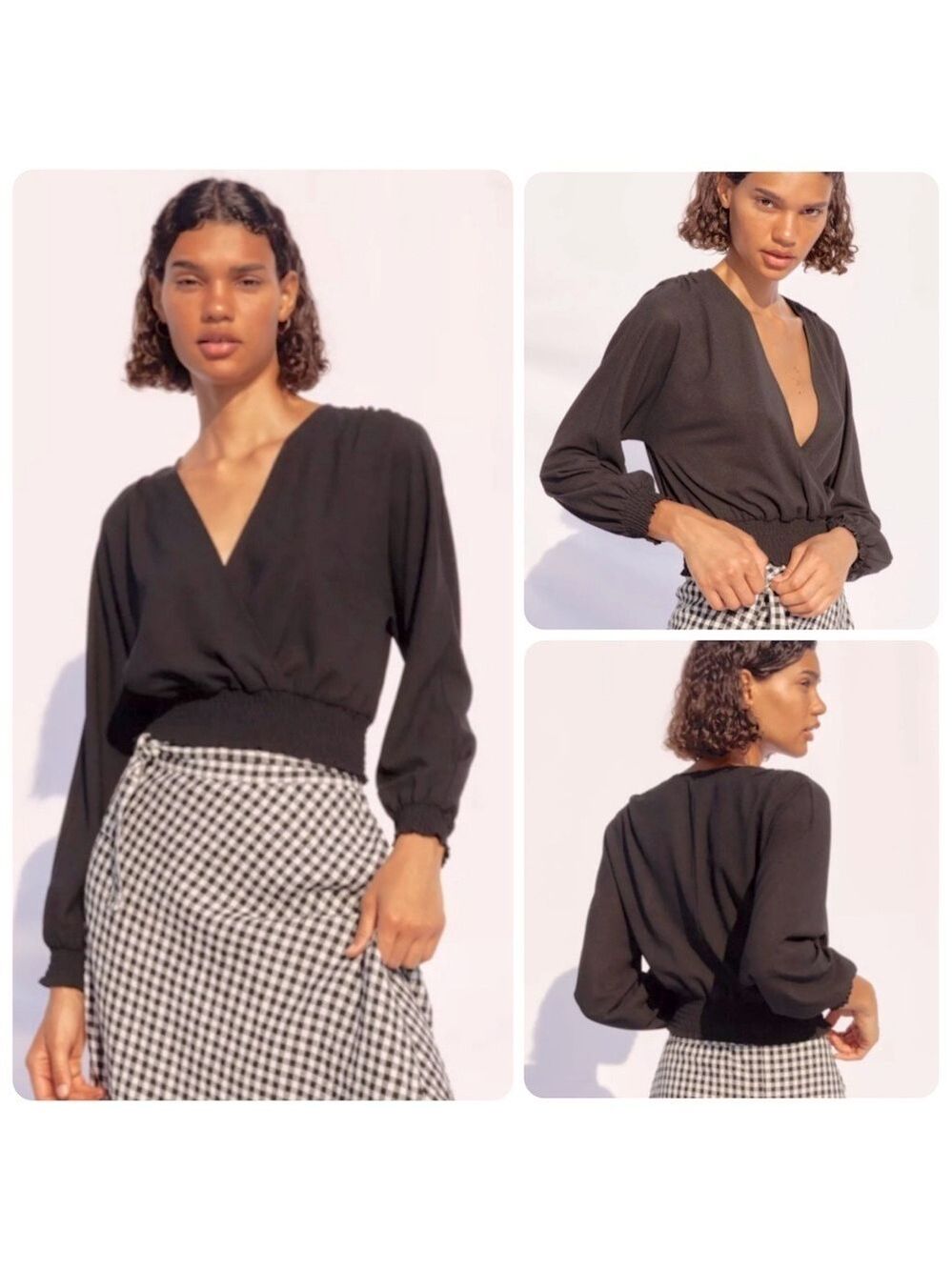 Aritzia Wilfred Reign Blouse Black Wrap Top Size Small